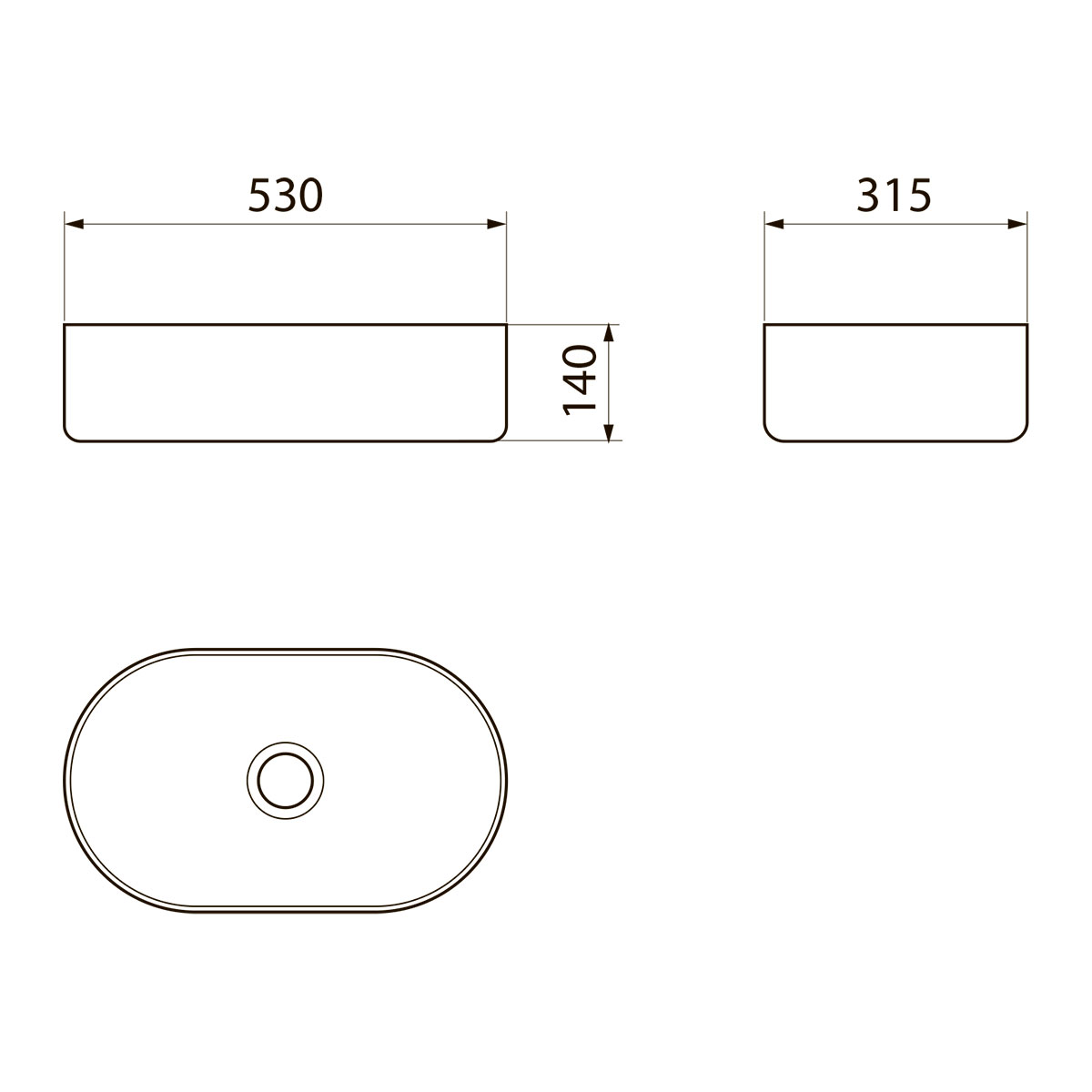 Умывальник накладной, овальный Point Виктория 53, PN43061